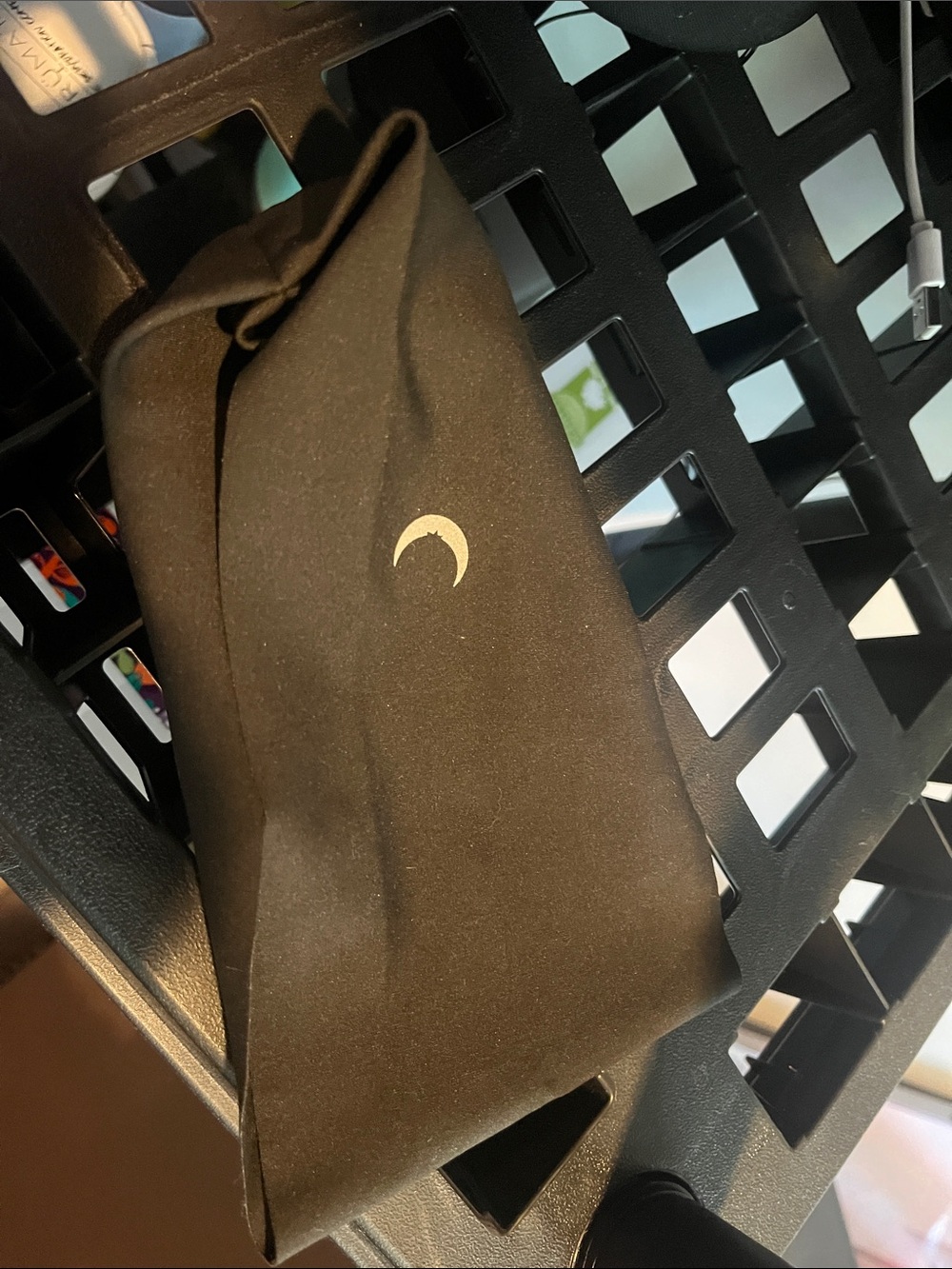 ZYIA Black Crescent Logo Hair Accessory Pouch